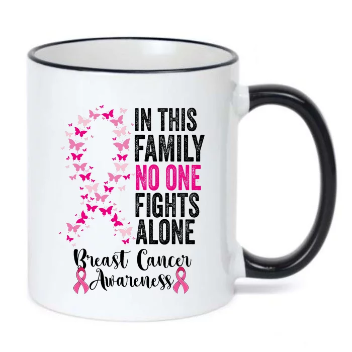 In This Family No One Fight Alone Breast Cancer Awareness Black Color Changing Mug