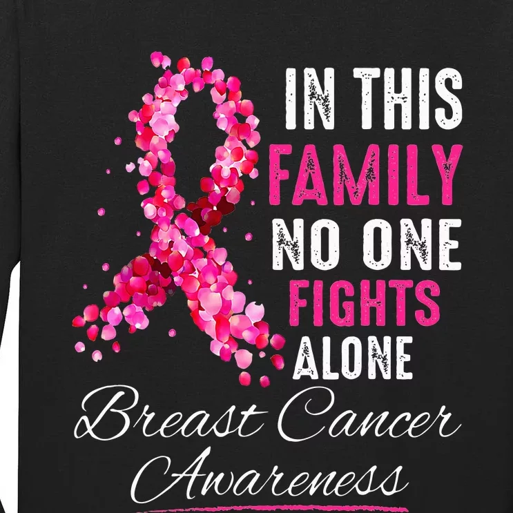 In This Family No One Fight Alone Breast Cancer Awareness Tall Long Sleeve T-Shirt