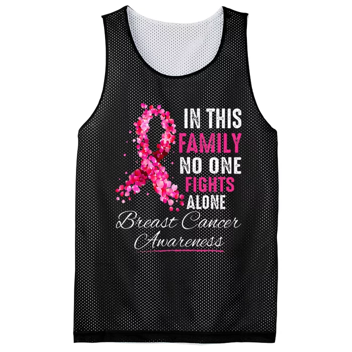 In This Family No One Fight Alone Breast Cancer Awareness Mesh Reversible Basketball Jersey Tank