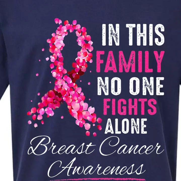 In This Family No One Fight Alone Breast Cancer Awareness Sueded Cloud Jersey T-Shirt