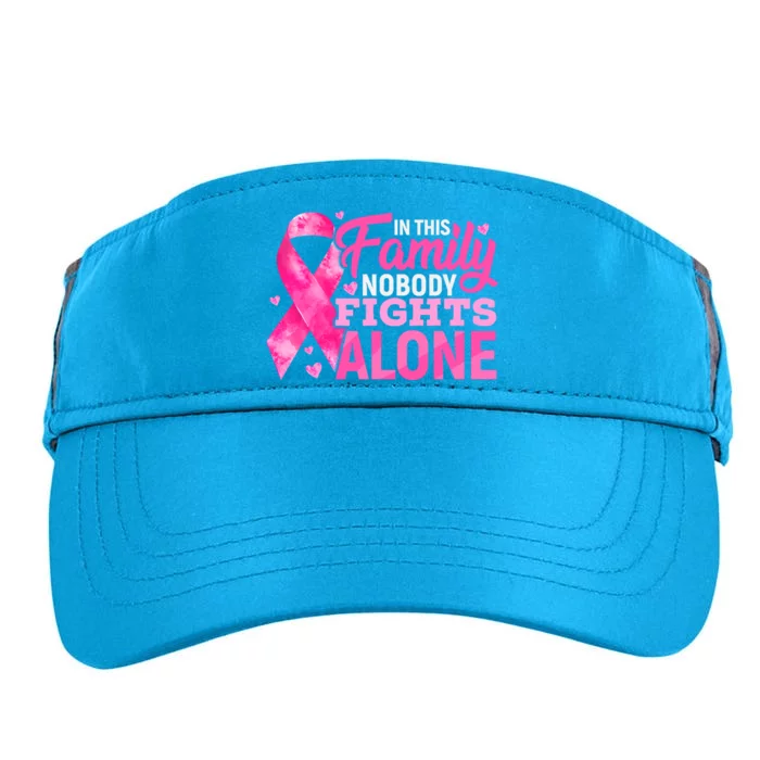 In This Family Nobody Fights Alone We Wear Pink Breast Cancer Awareness Squad Adult Drive Performance Visor