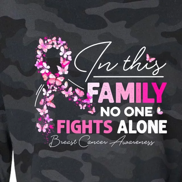 In This Family No One Fight Alone Breast Cancer Awareness Cropped Pullover Crew