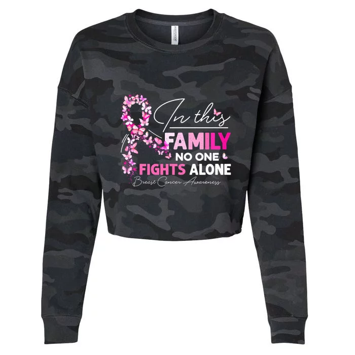 In This Family No One Fight Alone Breast Cancer Awareness Cropped Pullover Crew