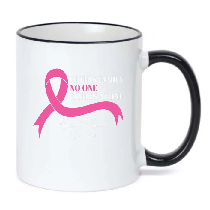 In This Family No One Fights Alone Breast Cancer Awareness Black Color Changing Mug