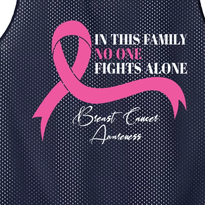 In This Family No One Fights Alone Breast Cancer Awareness Mesh Reversible Basketball Jersey Tank