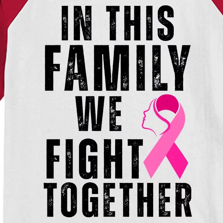 In This Family We Fight Together Breast Cancer Ribbon Kids Colorblock Raglan Jersey