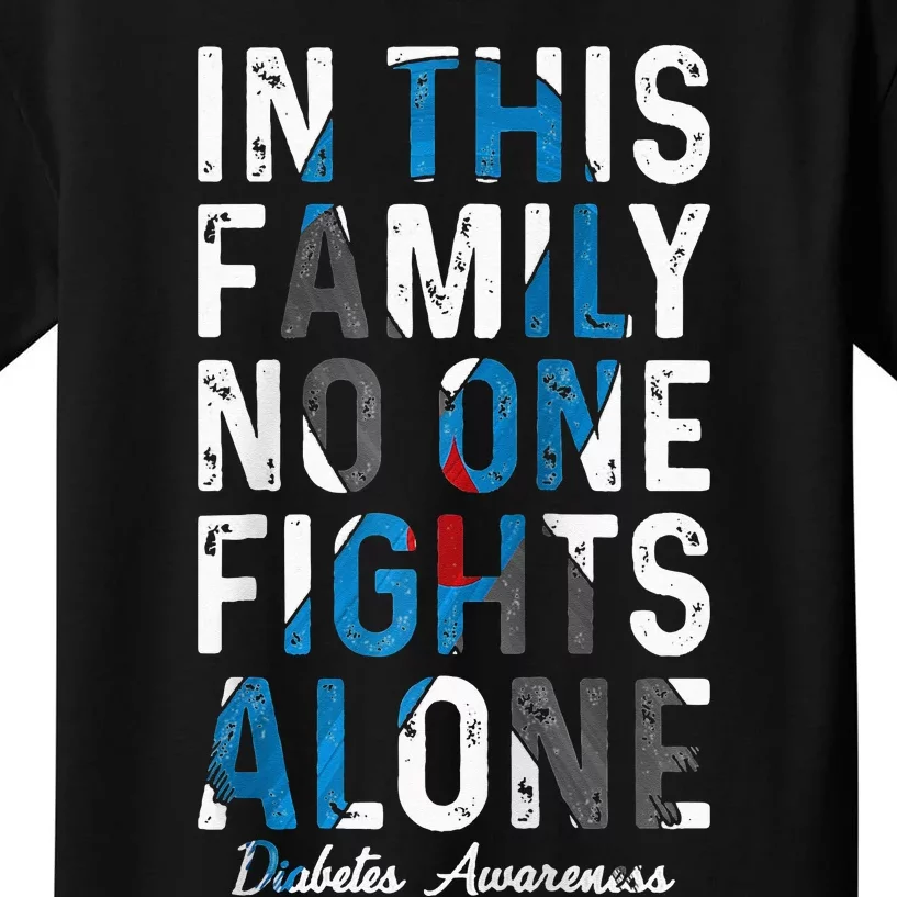 In This Family No One Fight Alone Diabetes Awareness Kids T-Shirt