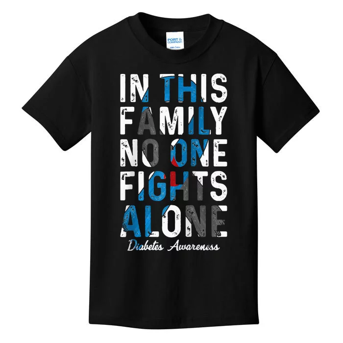 In This Family No One Fight Alone Diabetes Awareness Kids T-Shirt