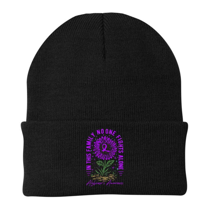 In This Family No One Fight Alone Alzheimer’s Awareness Knit Cap Winter Beanie