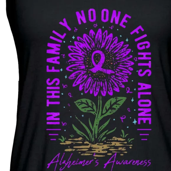 In This Family No One Fight Alone Alzheimer’s Awareness Ladies Essential Flowy Tank