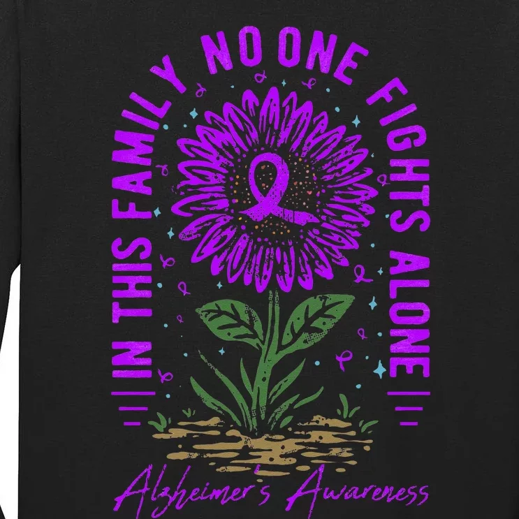 In This Family No One Fight Alone Alzheimer’s Awareness Tall Long Sleeve T-Shirt