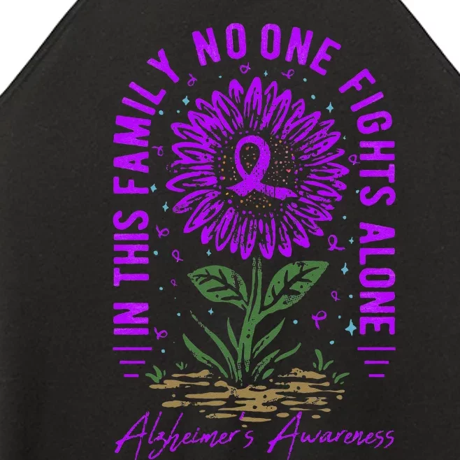 In This Family No One Fight Alone Alzheimer’s Awareness Women’s Perfect Tri Rocker Tank