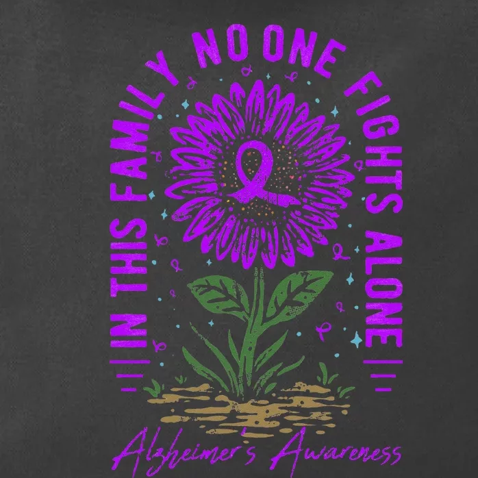 In This Family No One Fight Alone Alzheimer’s Awareness Zip Tote Bag