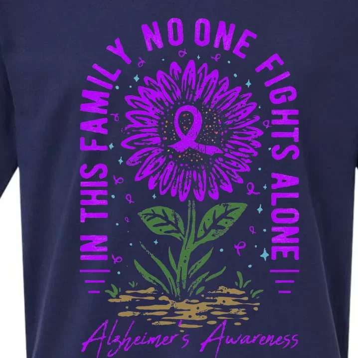 In This Family No One Fight Alone Alzheimer’s Awareness Sueded Cloud Jersey T-Shirt