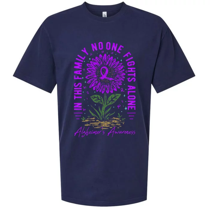 In This Family No One Fight Alone Alzheimer’s Awareness Sueded Cloud Jersey T-Shirt