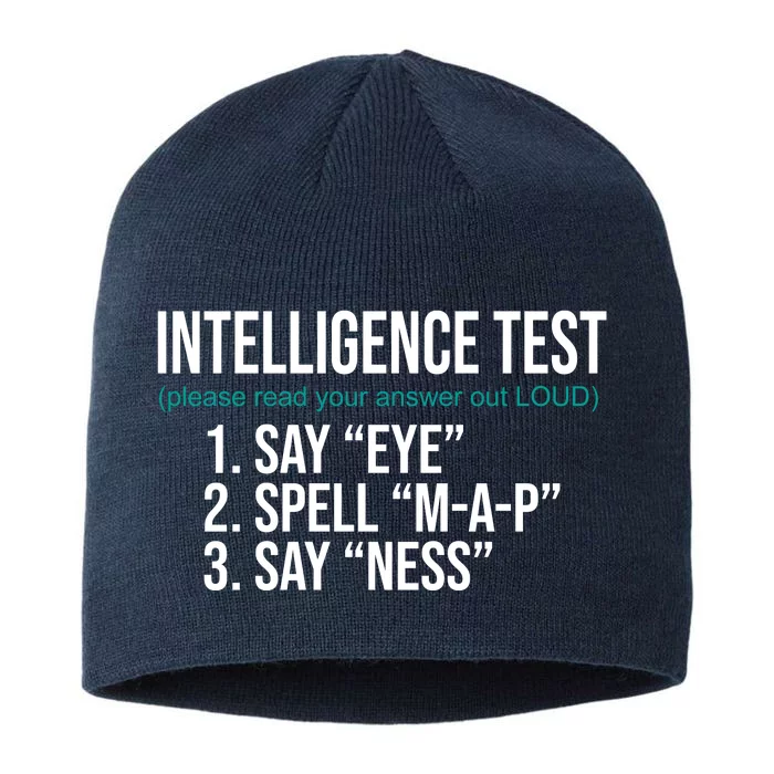 Intelligence Test Funny Message 8 1/2in Sustainable Knit Beanie