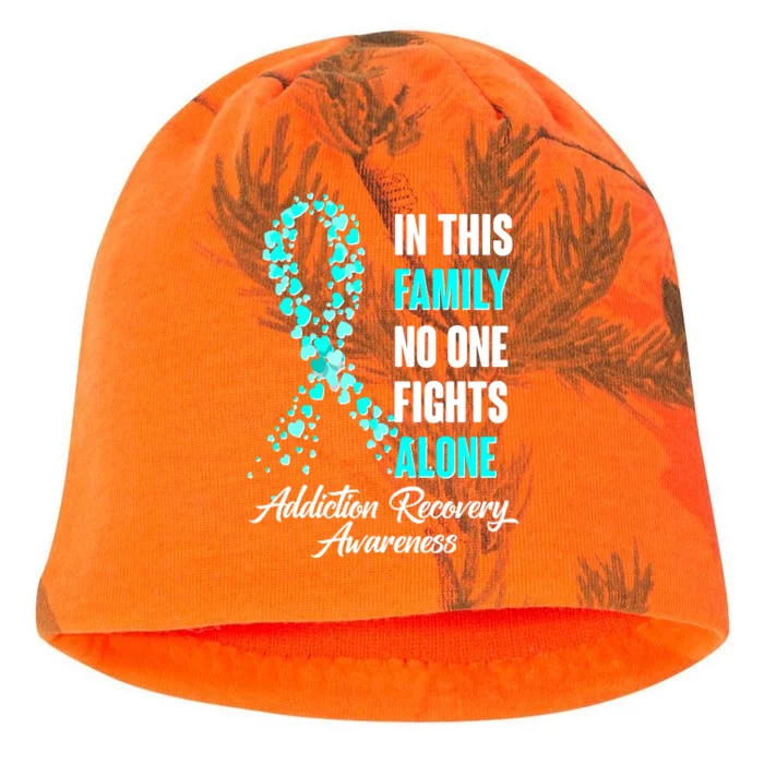 In This Family No One Fight Alone Addiction Recovery Awareness Kati - Camo Knit Beanie