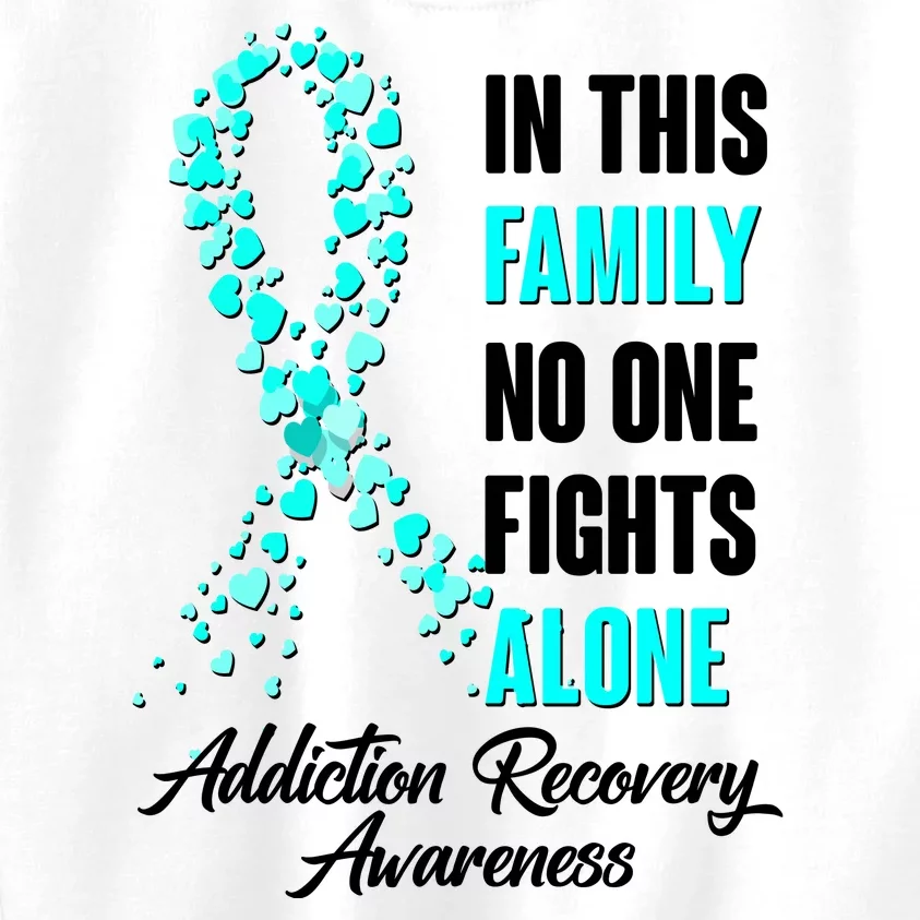 In This Family No One Fight Alone Addiction Recovery Awareness Kids Sweatshirt