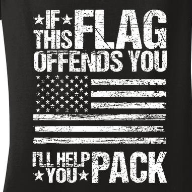 If This Flag Offends You USA Flag Patriotic Women's V-Neck T-Shirt