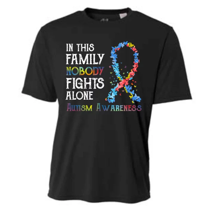 In This Family Nobody Fights Alone Autism Cooling Performance Crew T-Shirt