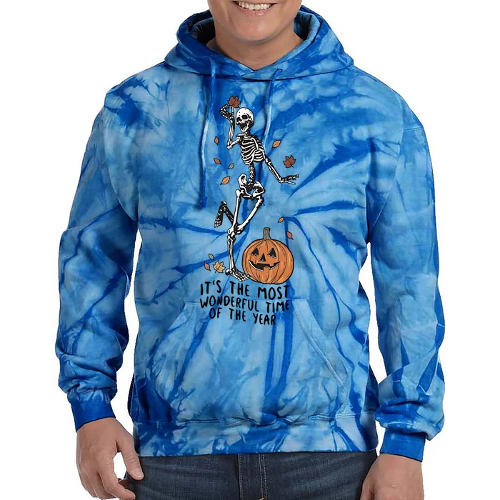 Its The Greatest Time Of The Year Funny Skeleton Halloween Meaningful Gift Tie Dye Hoodie