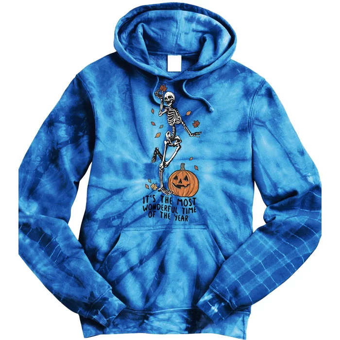 Its The Greatest Time Of The Year Funny Skeleton Halloween Meaningful Gift Tie Dye Hoodie