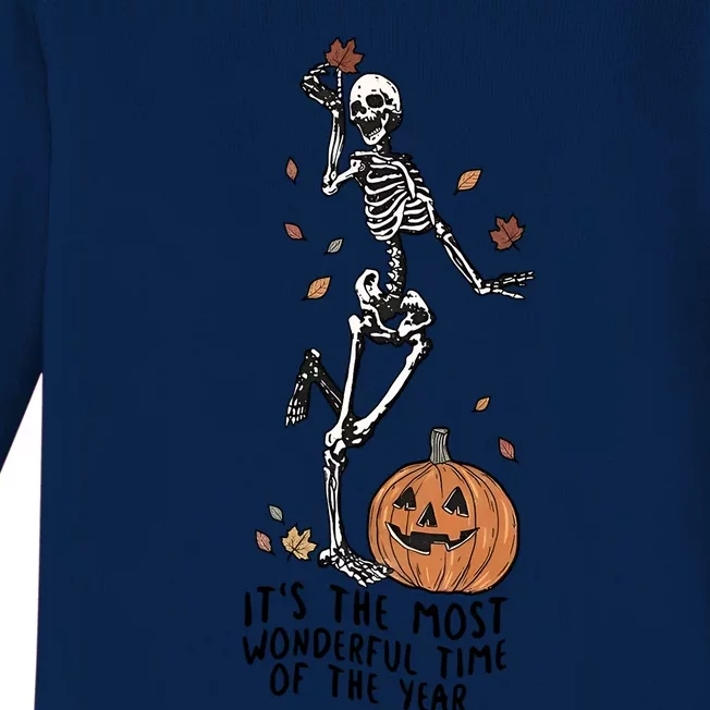 Its The Greatest Time Of The Year Funny Skeleton Halloween Meaningful Gift Baby Long Sleeve Bodysuit