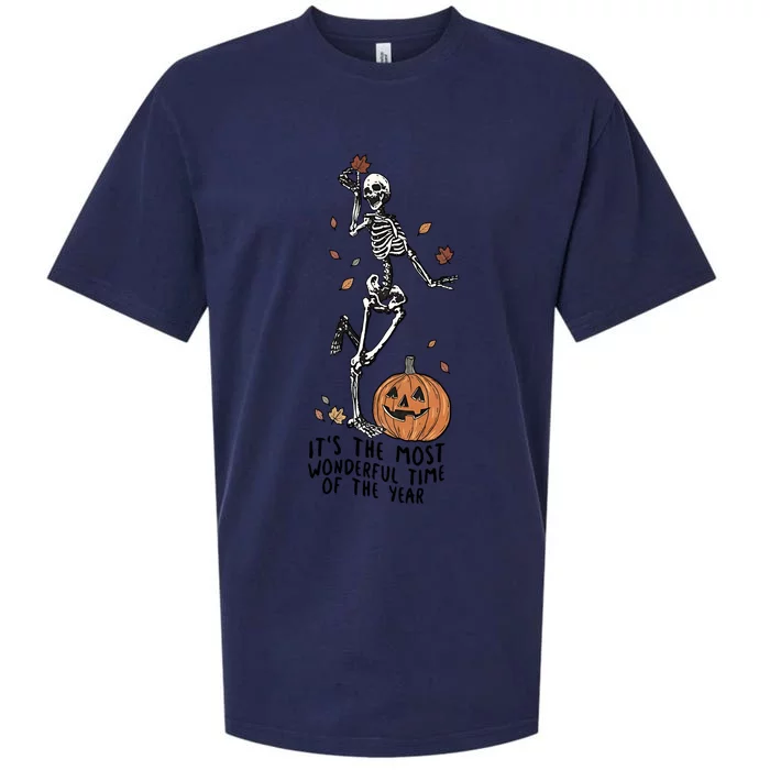 Its The Greatest Time Of The Year Funny Skeleton Halloween Meaningful Gift Sueded Cloud Jersey T-Shirt