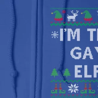 IM The Gay Elf Funny Lgbtq Pride Ugly Christmas Pajama Funny Gift Full Zip Hoodie