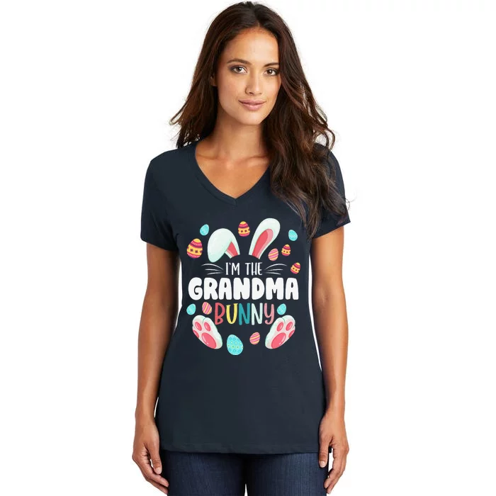 I'm The Grandma Bunny Matching Family Easter Party Women's V-Neck T-Shirt