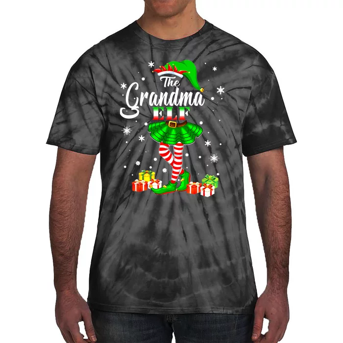 I'm The Grandma Elf Matching Family Christmas Party Tie-Dye T-Shirt