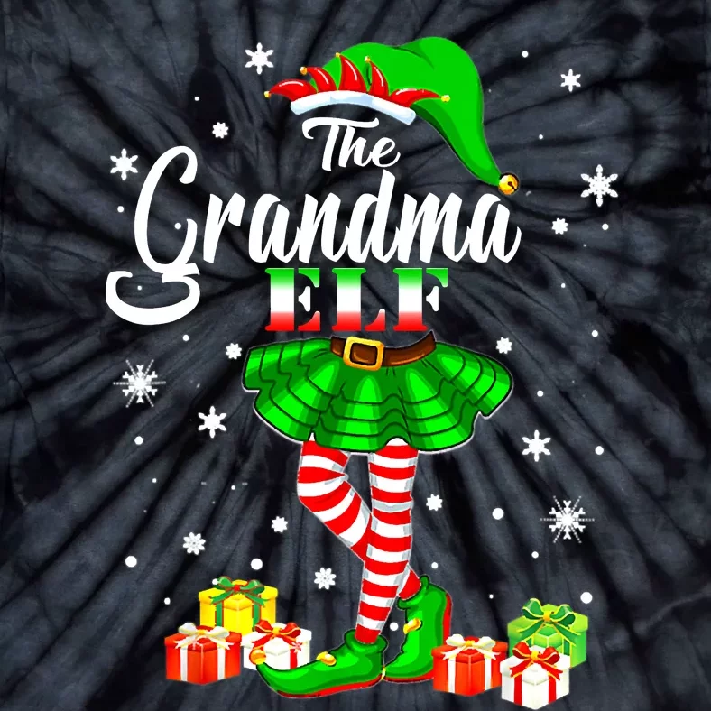 I'm The Grandma Elf Matching Family Christmas Party Tie-Dye T-Shirt