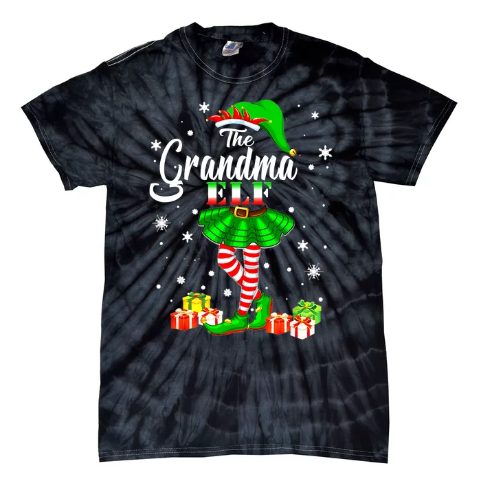 I'm The Grandma Elf Matching Family Christmas Party Tie-Dye T-Shirt