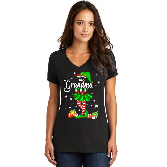 I'm The Grandma Elf Matching Family Christmas Party Women's V-Neck T-Shirt