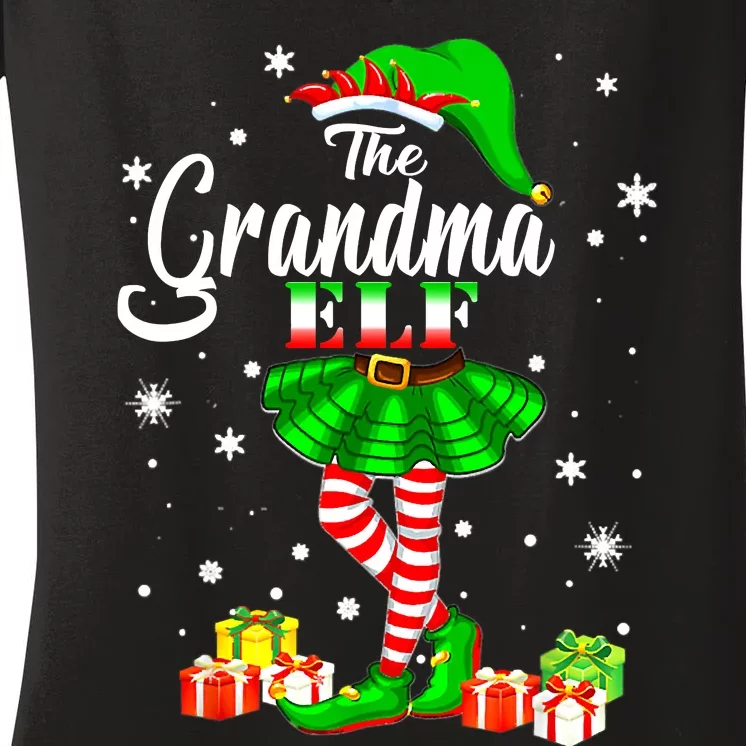 I'm The Grandma Elf Matching Family Christmas Party Women's V-Neck T-Shirt