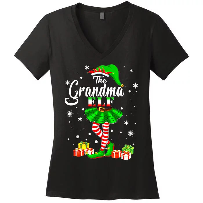 I'm The Grandma Elf Matching Family Christmas Party Women's V-Neck T-Shirt