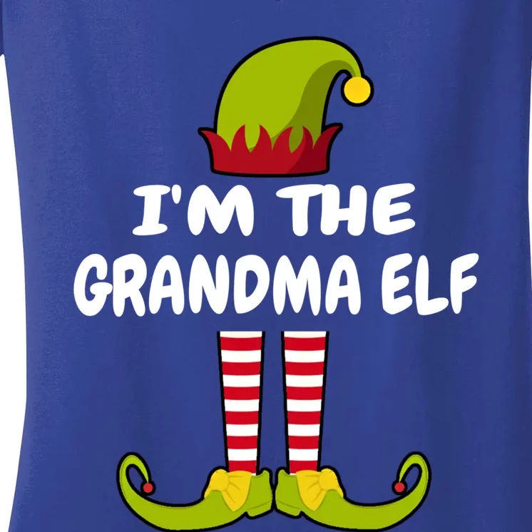 I'm The Grandma Elf Gift Family Squad Christmas Gift Women's V-Neck T-Shirt