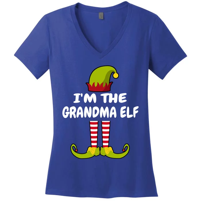 I'm The Grandma Elf Gift Family Squad Christmas Gift Women's V-Neck T-Shirt