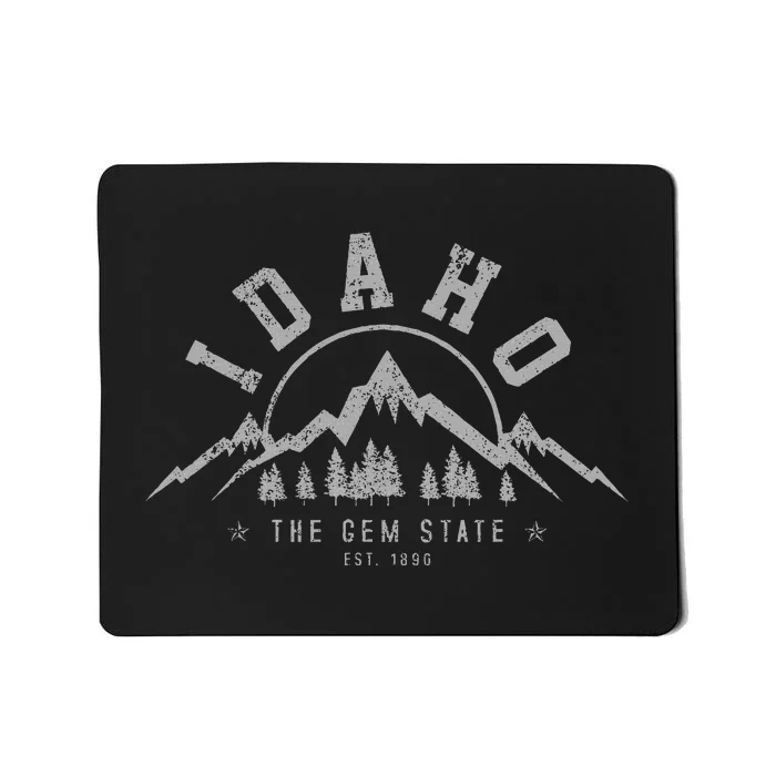 Idaho The Gem State Est. 1890 Vintage Mountains Mousepad