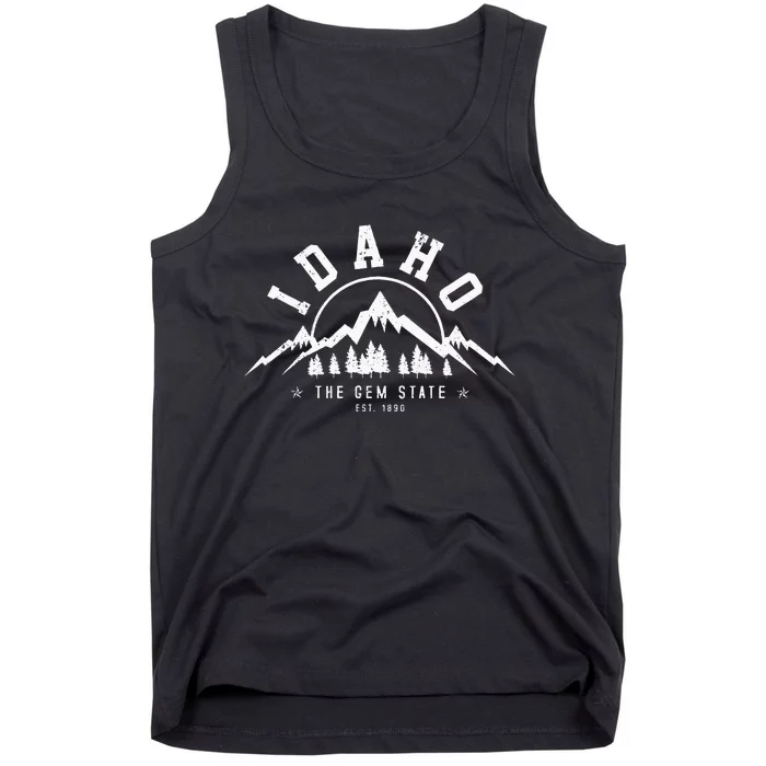 Idaho The Gem State Est. 1890 Vintage Mountains Gift Tank Top