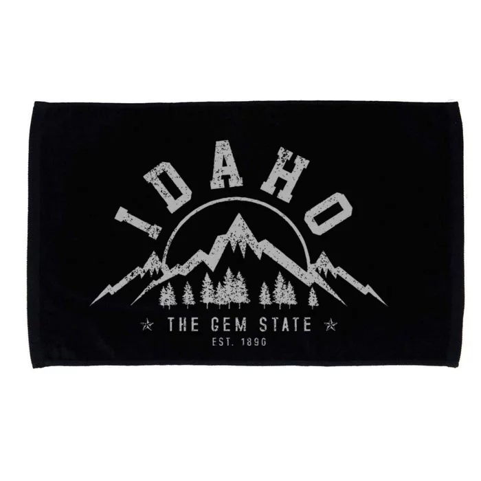 Idaho The Gem State Est. 1890 Vintage Mountains Gift Microfiber Hand Towel