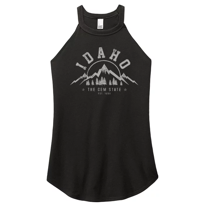 Idaho The Gem State Est. 1890 Vintage Mountains Gift Women’s Perfect Tri Rocker Tank