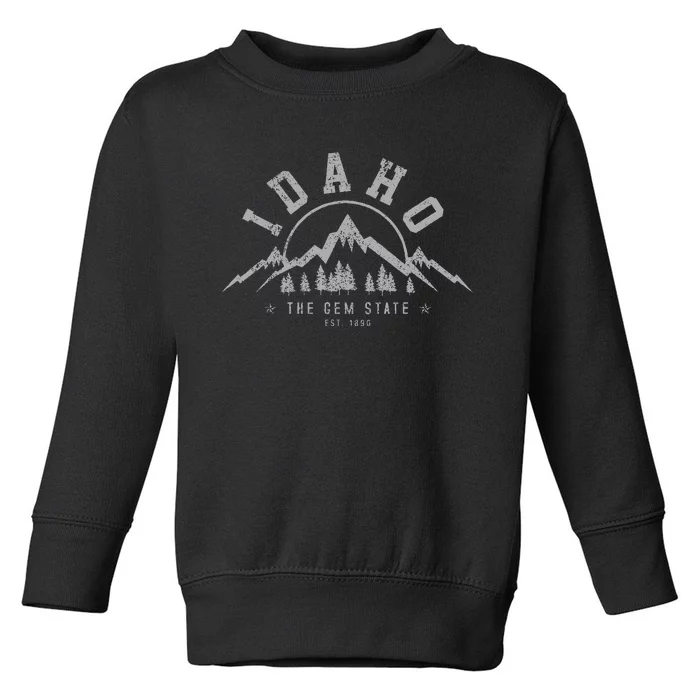 Idaho The Gem State Est. 1890 Vintage Mountains Toddler Sweatshirt