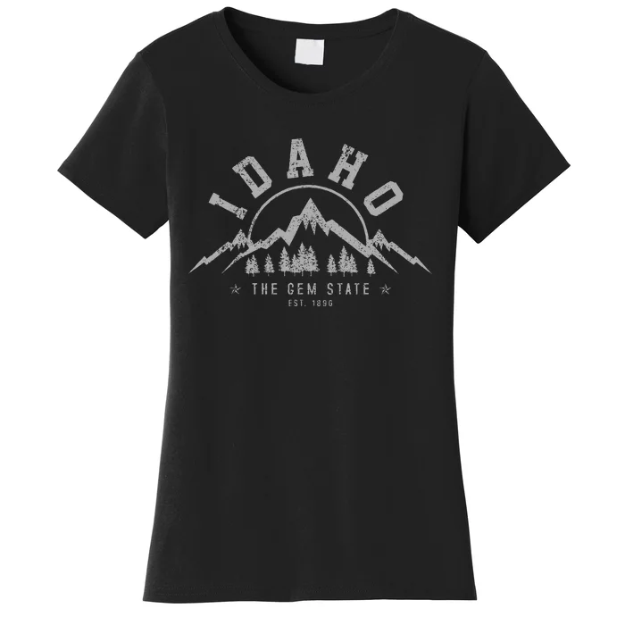 Idaho The Gem State Est. 1890 Vintage Mountains Women's T-Shirt