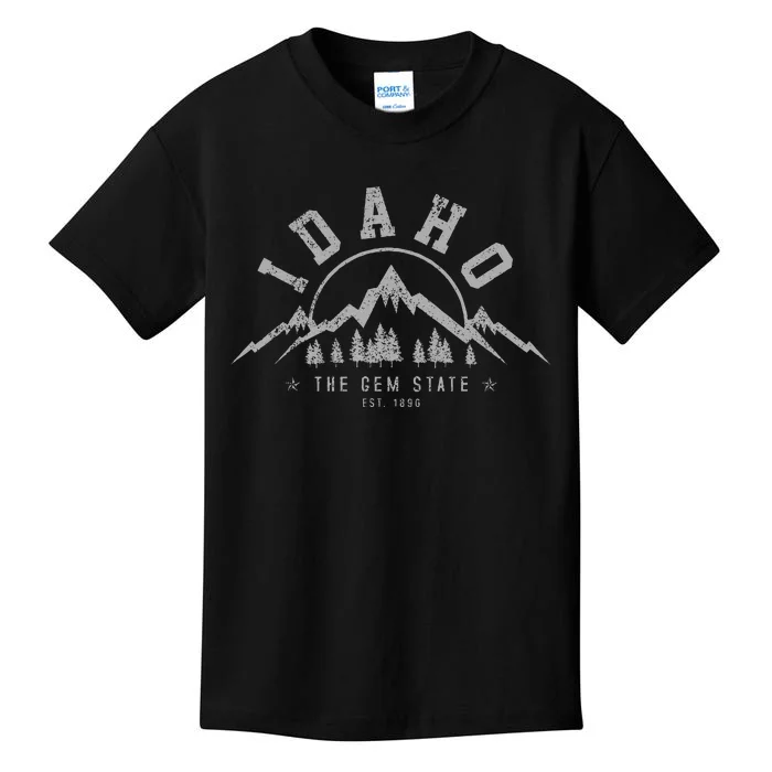 Idaho The Gem State Est. 1890 Vintage Mountains Kids T-Shirt