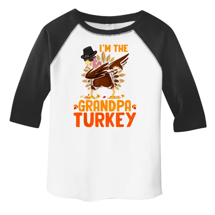 Im The Grandpa Turkey Thanksgiving Dabbing Turkey Family Funny Gift Toddler Fine Jersey T-Shirt