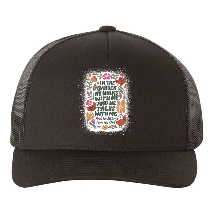 In The Garden He Walks With Me And He Talks With Me Funny Yupoong Adult 5-Panel Trucker Hat