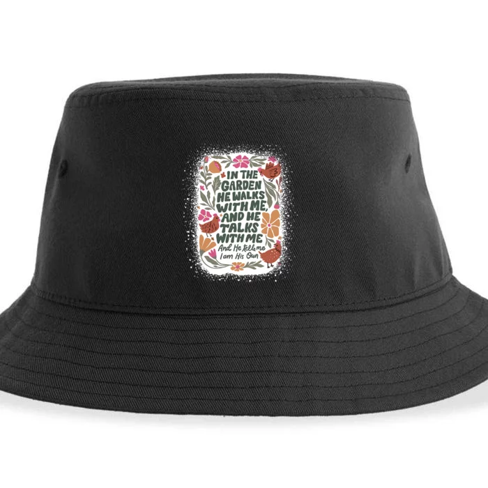 In The Garden He Walks With Me And He Talks With Me Funny Sustainable Bucket Hat