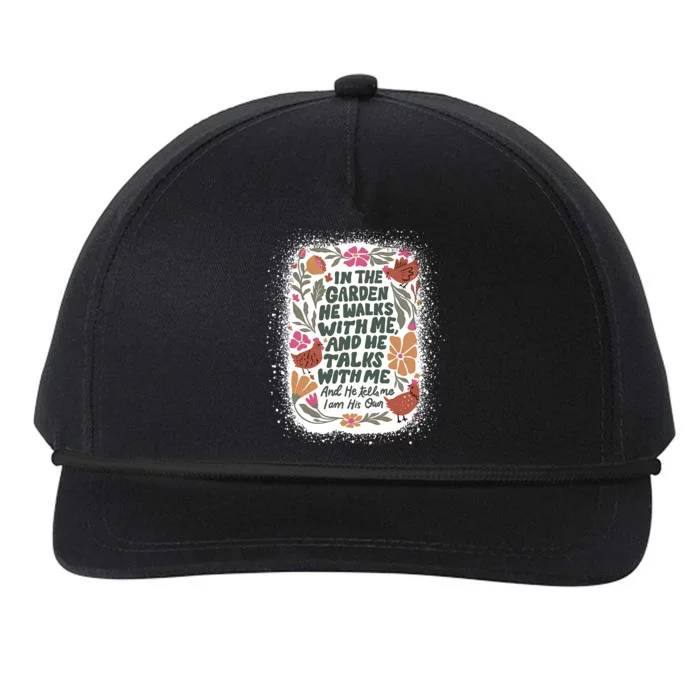 In The Garden He Walks With Me And He Talks With Me Funny Snapback Five-Panel Rope Hat