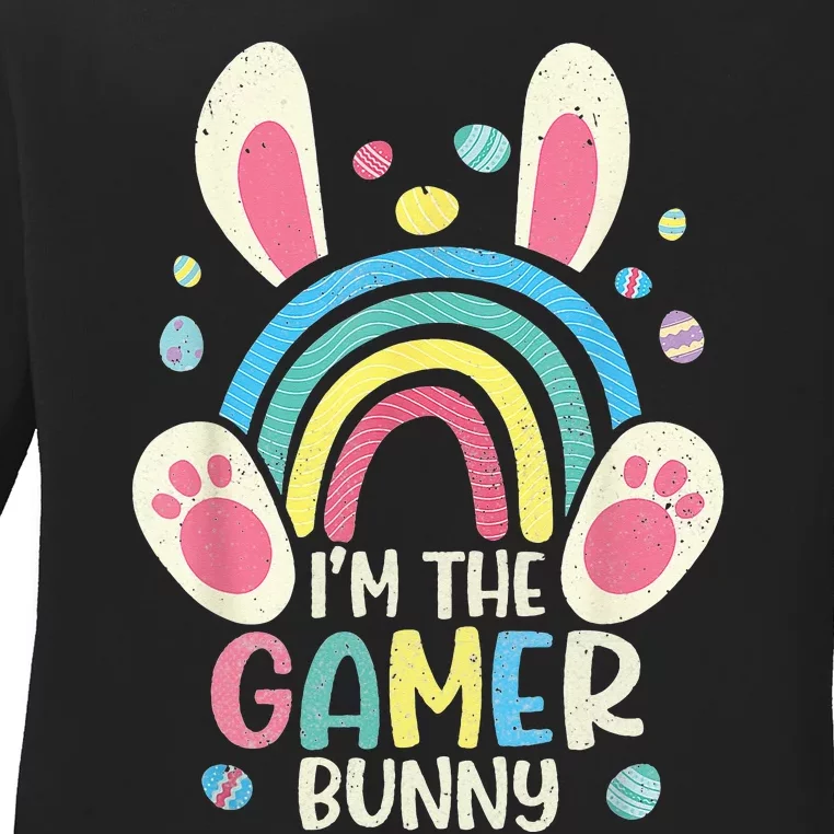 I'm The Gamer Bunny Cool Rabbit Egg Video Game Easter Day Ladies Long Sleeve Shirt